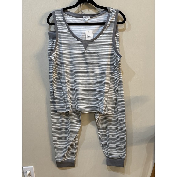 Splendid Women's Tank Top Shirt and Jogger Pant Pajama Set Size Small Striped ! - Picture 3 of 10